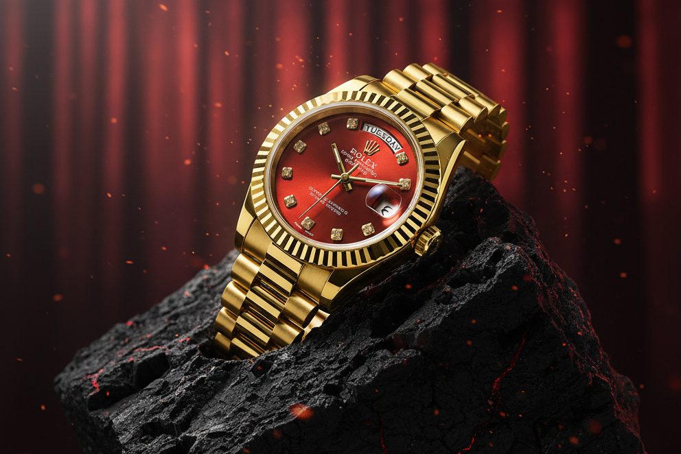 Rolex Oyster Perpetual Day-Date – Sunburst Ruby Red Dial