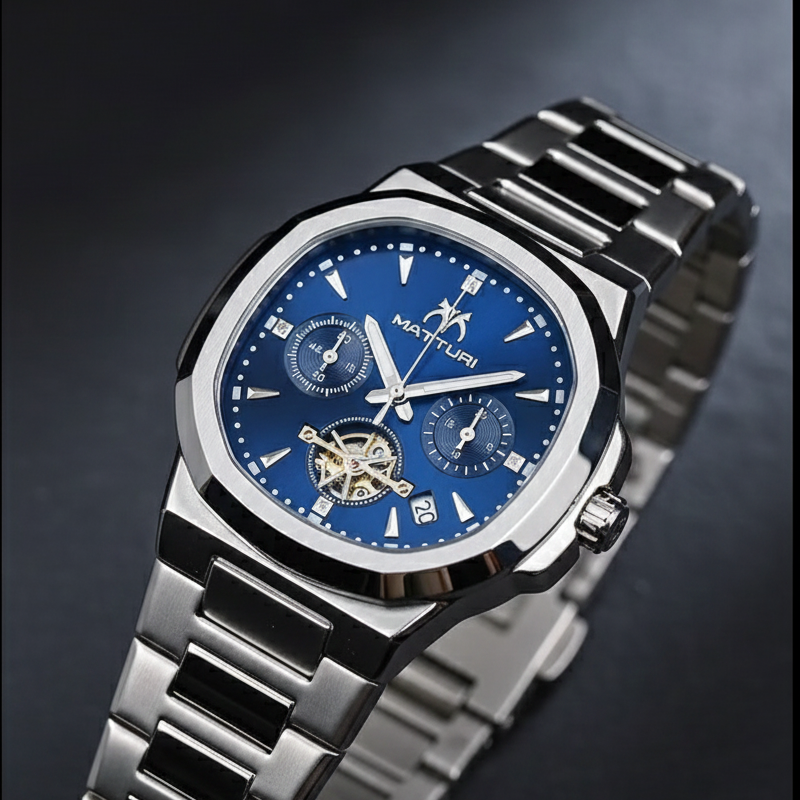 Tonneau Case Luxury Steel Timepiece